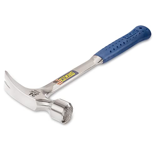 Estwing Framing Hammer - 24 oz Long Handle Straight Rip Claw with Milled Face & Shock Reduction Grip - E3-24SM - size: 24 oz, style: Milled Face