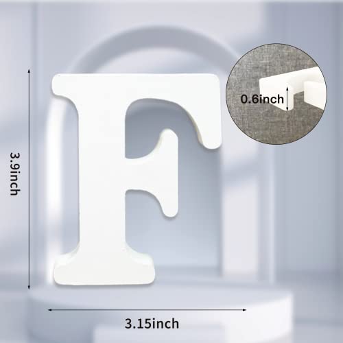 AOCEAN 4 Inch White Wood Letters Unfinished Wood Letter for Wall Decor Decorative Standing Letters Slices Sign Board Decoration for Craft Home Party Projects (F) - style: F