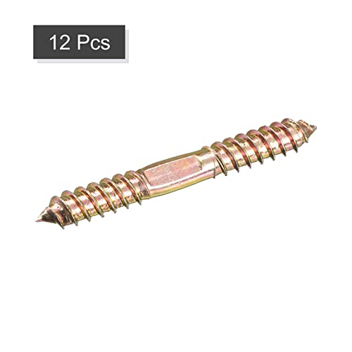 UXCELL 10x80mm Hanger Bolts, 12pcs Double Ended Self-Tapping Thread Dowel Screws for Wood Connecting - size: 80mm