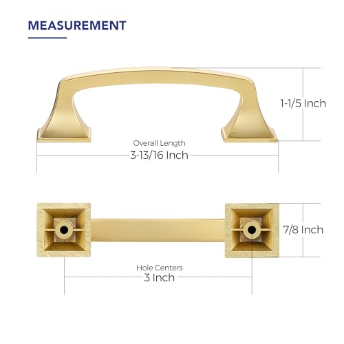 30 Pack Kitchen Cabinet Handles 3 Inch Brushed Brass Cabinet Pulls - color: Brushed Brass, size: 3 Inch Hole Centers