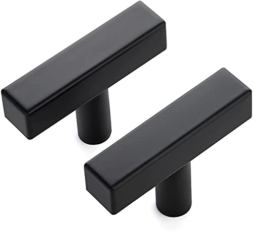 Ravinte 10 Pack Black T Bar Square Cabinet Knobs 2in Cabinet Pulls | Matte Black Finish, Solid Metal, Easy Install, Screws Included, Hardware, Kitchen, Bathroom, Drawers, Cabinets - color: Black, size: 10 Pack, style: Square