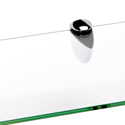 Spancraft 8" x 32" Chrome Bracket Sparrow Bent Glass Shelf - color: Chrome Bracket, size: 8" x 32"