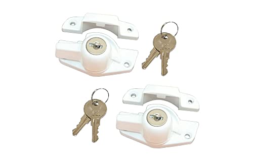 QCAA Heavy Duty Keyed Sash Lock, Child-Proof Security, Only Unlock with Key, CTC 2", White, 2 Pack, Made in Taiwan - color: White, size: 2 Pack