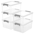 Citylife 17QT Plastic Storage Bins with Lids,5Packs Large Containers - color: Clear White, size: 17 QT(5 Pack)