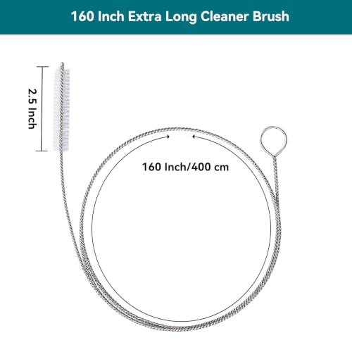 160 Flexible Drain Cleaner Brush with Storage Reel, AC Condensate & Car Sunroof Drain Unclog Tool for Hair & Debris Clog Removal - size: 160 in