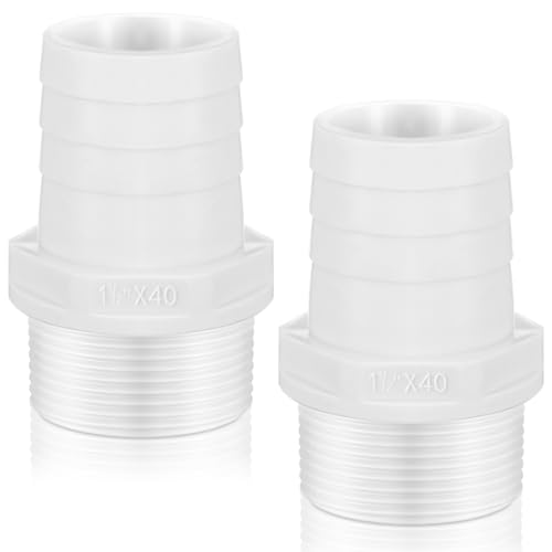 2 Pcs Pool PVC Tube Fitting Barbed Hose Fittings Adapter - color: White, size: 1.5 Inch