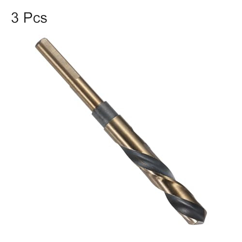 uxcell 3pcs Reduced Shank Twist Drill Bits 14mm Black Nitride & Gold Titanium Coated High Speed Steel 4341 with 10mm Shank for Stainless Steel Alloy Metal Plastic Wood - size: 14mm x 10mm