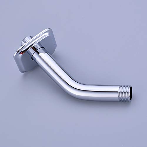 TRUSTMI Angled Shower Arm with Flange, 6-Inch Wall Mount Extension for Shower Head, Chrome - color: Chrome