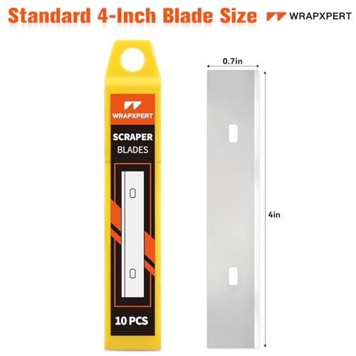 WRAPXPERT Scraper Blade 4 inch 100pcs Replacement Razor Blades for Cleaning Glass Wall Windows Stove