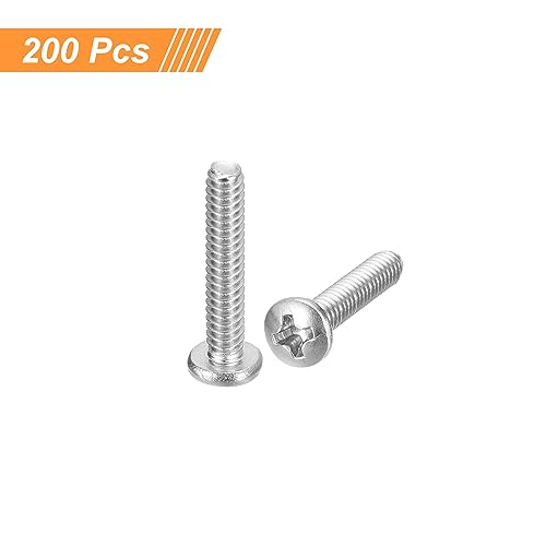 uxcell #6-32x3/4 Pan Head Machine Screws, 304 Stainless Steel 18-8 Screw, Phillips Drive, Fully Threaded, Bright Finish, Pack of 200 - size: #6-32x3/4"