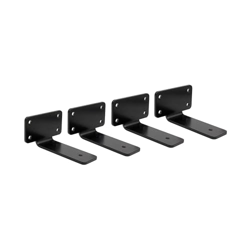 4 Pack 4 Inch Shelf Brackets – Heavy-Duty Black Metal L Bracket for Wall Mount Floating Shelves – Includes Screws & Anchors – Powder Coated Steel for DIY, Garage, Kitchen, or Closet Use - size: 4 Inch