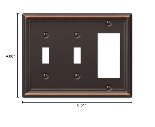Amerelle 149TTRDB Chelsea Wallplate, 2 Toggle / 1 Rocker, Steel, Aged Bronze, 1-Pack - color: Aged Bronze, size: 2 Toggle / 1 Rocker