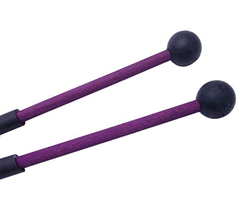 1 Pair 9 Inch Rubber Xylophone Sticks Tongue Drum Mallets Percussion Sticks Hammer for Glockenspiel, Xylophone, Chime, Woodblock, and Bells (Purple) - color: Purple
