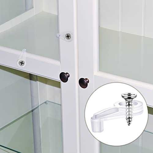 Blulu 20 Pack Glass Mirror Holder Clips for Wall Mounting | Glass Mirror Hanging Kit, Offset 0.24 Inch/ 6 mm, Hanging Retainer Fasteners with Screws and Anchors, for Fixing Cabinet Door - style: Practical Style