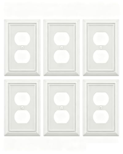 Switch Plates Outlet Covers, 6-Pack Metal Wall Plates, Off White - color: Off White, size: 1 Duplex 6PK