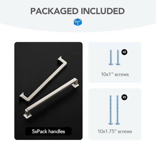 HOME EDIT Brushed Nickel Cabinet Handles Zinc Pulls 7 Inch 5 Pack - color: Brushed Nickel, size: 7 inches Hole Center