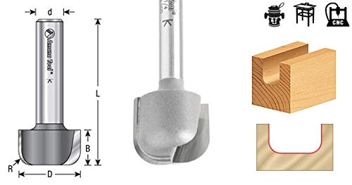 Amana Tool Bowl and Tray Plunge Router Bit, Carbide-Tipped, for Woodworking and CNC Routing, 45986-S, 1/4 Radius x 1-1/8 Dia x 1/2 x 1/2 Inch Shank - size: 1/4 Radius x 1-1/8 Dia x 1/2 x 1/2