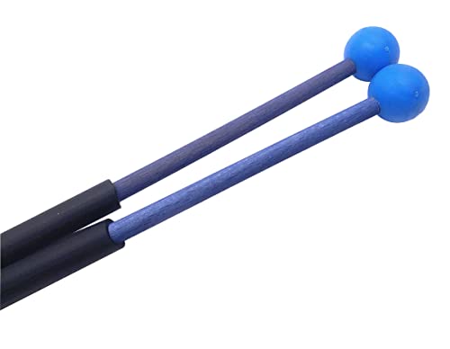 1 Pair 9 Inch Rubber Xylophone Sticks Tongue Drum Mallets Percussion Sticks Hammer for Glockenspiel, Xylophone, Chime, Woodblock, and Bells (Blue) - color: Blue