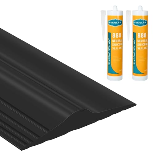 ToLanbbt 16.5Ft/5M Universal Garage Threshold Seal Strip with 300ml Black Adhesives, Garage Door Bottom Weatherproof Strip Rubber DIY Weather Stripping Replacement (Black) - color: Black, size: 16.5 Ft (incl. 2 adhesives)