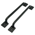 CRAFTSMAN ROAD Black Cast Iron Pull Handles 9 inch (Squared Base, Set of 2) - Cabinet Door Handles, Gate Handle Pull, Barn Door Hardware, Grab Handles - size: 9 Inch