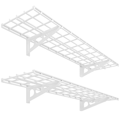 FLEXIMOUNTS 2-Pack 1x4ft 12-inch-by-48-inch Wall Shelf Garage Storage Rack Wall Mounted Floating Shelves, 450 lbs Load Capacity, White, Classic Series - color: White, size: 2 pack-1x4 ft