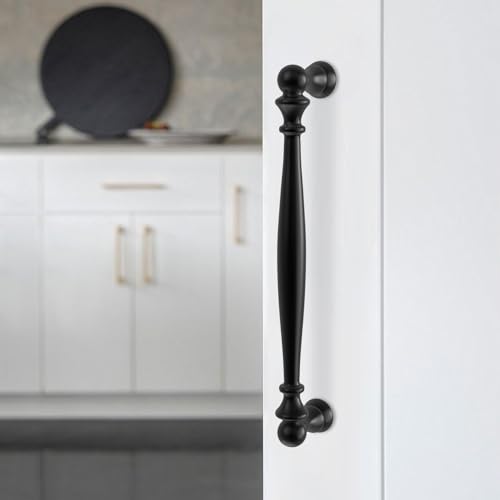 10 Pack 6-1/4 Inch(160mm) Kitchen Cabinet Handles Matte Black Cabinet Pulls Zinc Alloy Drawer Pulls Solid Kitchen Hardware - color: Matte Black, size: 6-1/4'' Hole Center(160mm)