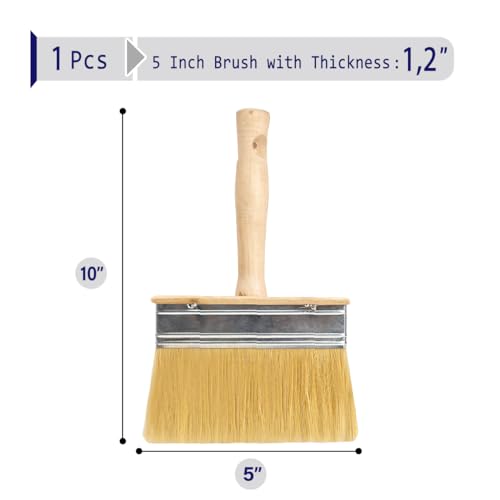 5 Inch Deck Brush for Wood Stain, Wide Paint Brushes for Walls, Limewash