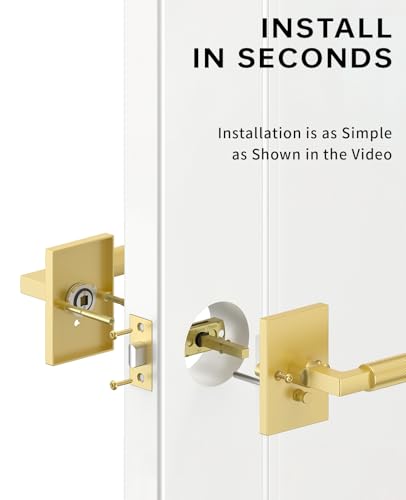 Asidrama 6 Pack Brushed Gold Privacy Interior Door Handles - color: Brushed Gold