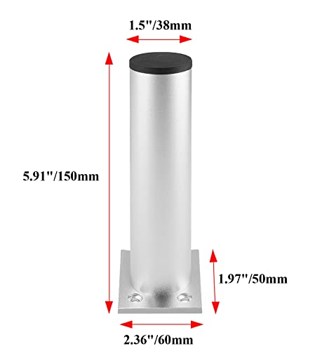 4-Pack Adjustable Aluminum Alloy Furniture Legs 6" Height Silver - color: Silver, size: 6 Inch