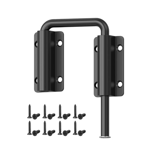 Upgraded Sliding Door Loop Lock, Gate Latches, Black - color: Black-1PC