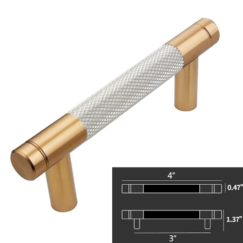 12 Pack 3 Inch 76 mm Bronze and Nickel Knurled Cabinet Handles Cabinet Pulls Aluminum Handles Pulls Gold Oxidation Finish with Diamond Pattern 4" Length pulls (Classic-12, 3 Inch) - color: Bronze and Nickel Knurled, size: 3 Inch