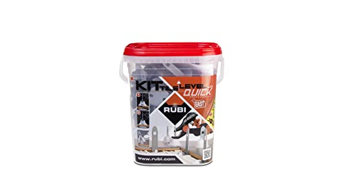 RUBI Tile Level Quick Set Leveling System, Model 2941, Ideal for Laying Large-Format Tiles, Compatible with Tiles 3-16 mm Thick, Set of 100 Strips + 100 Caps