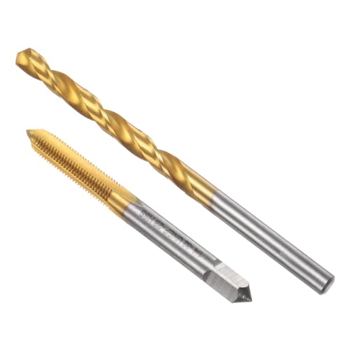 uxcell Tap & Drill Bit Set, 1/4-32 UNEF Straight Flute Thread Tap and 7/32" (5.6mm) Twist Drill Bit, Titanium Coated M2 High Speed Steel Thread Repair Tapping Tools - size: 1/4-32 UNEF + 7/32" (5.6mm)