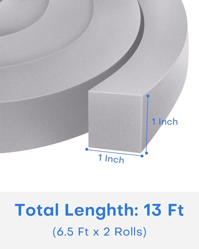3Packs Air Conditioner Foam Tape with Adhesive, 1''X1''X 6.5 Ft Window Weather Stripping, High Resilience Ac Window Seal Kit Foam Insulation for Winter Summer (6.5ft X 3 Rolls, Grey) - color: 3 PCS, size: 1''X1'' Grey