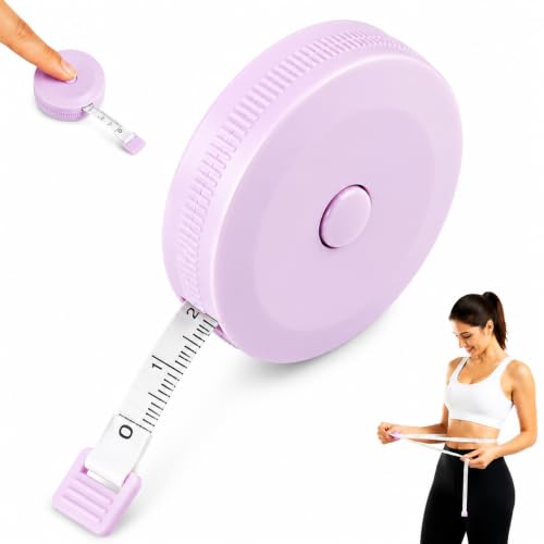 Retractable Tape Measure 150cm, Dual Scale for Body Sewing（Purple） | 60-inch retractable cloth tape with cm/inch scales, flexible for body and fabric measuring - color: purple