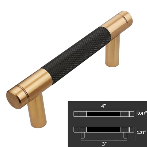 12 Pack 3 Inch 76 mm Bronze and Black Knurled Cabinet Handles Cabinet Pulls Aluminum Handles Pulls Oxidation Finish with Diamond Pattern pulls - color: Bronze and Black, size: 3 Inch