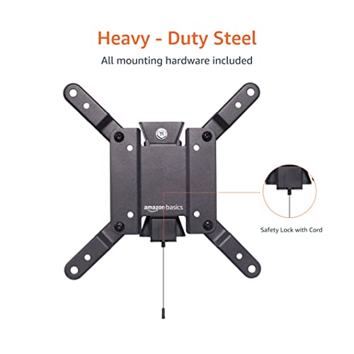 Amazon Basics Tilting TV Wall Mount for Wood Studs, Fits 12-40 inch TVs up to 40 lbs, VESA 200x200, Black - size: 12" to 40", style: Tilting