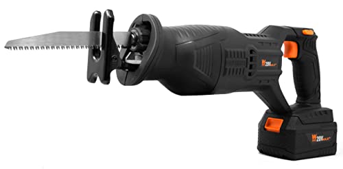 WEN Cordless Reciprocating Saw, Brushless with 20V Max 4.0 Ah Lithium-Ion Battery and Charger (20630) - size: Cordless