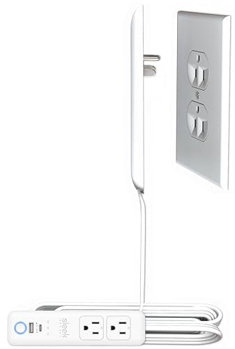 Smart Sleek Socket: Universal Outlet Concealer with Wi-Fi Smart Power Strip - size: 5 ft - Smart, style: Inverted Outlet