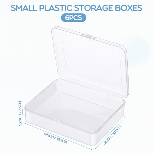 Jetec 6 Pieces Small Clear Plastic Storage Box, 5 x 4 x 1.3 Inch - size: 5 x 4 x 1.3 Inch