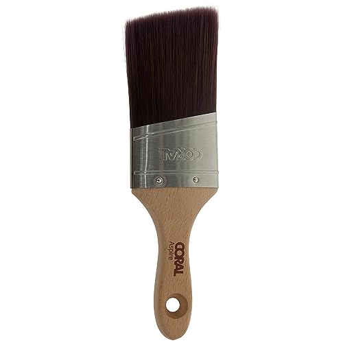 Coral 31753 Aspire 2 inch Paint Brush Professional Firm Angled Cut with Oval Stubby Short Profile for Fast Accurate Cutting-in Ultra-Smooth Finish with Trade Emulsion or Gloss FSC Wood Handle - size: 2 inch, style: Angled Cut Stubby Handle