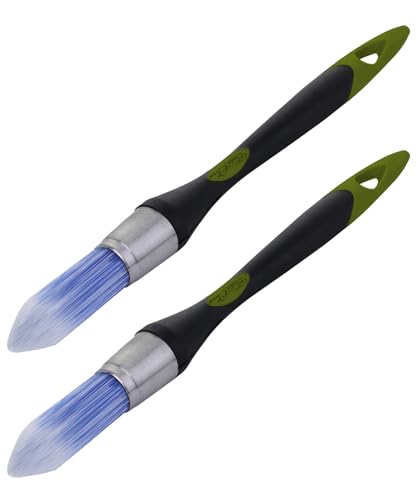 Bates- Trim Paint Brush, 2 pcs, 0.75 Inch, Black & Green Handle, Trim Brushes for Painting - color: Green-black, size: 0.75 inch, 2 Pack