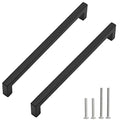Cabinet Pulls Matte Black Cabinet Handles Square Drawer Pulls, 10 Pack 10 Inch Stainless Steel Kitchen Door Cupboard Cabinet Handles, Drawer Hardware Handles, 256mm Hole Centers - size: 10 inch Hole Centers(256mm)