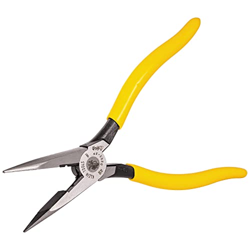 Klein Tools D203-8N Needle Nose Pliers and Wire Stripper, Long Nose Side Cutters with Wire Striping Hole, Heavy Duty Alligator Pliers, 8-Inch - style: Side Cutting/Wire Stripping