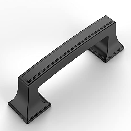 Amerdeco 10 Pack Matte Black Cabinet Hardware 3Inch(76mm) Hole Center Kitchen Handles for Bathroom Drawer Dresser Pulls ZH0010 - color: Matte Black, size: 3"/76MM Hole Center