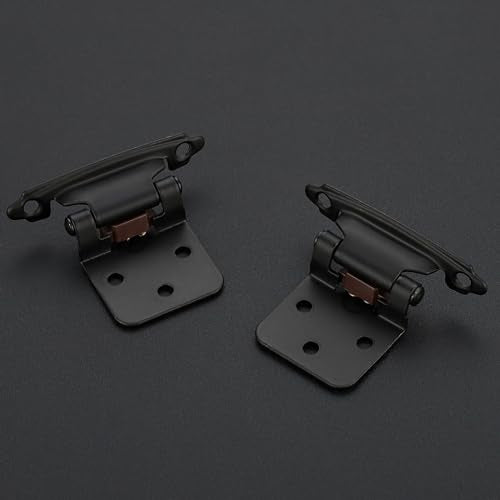 4 Pack 2 Pair Black Cabinet Hinges, 1/2" Overlay Semi-Concealed Hinges - color: Black, size: 1/2" Overlay