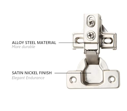 6 Pack - Silverline Hardware Face Frame Quiet Soft Close Cabinet Door Hinges, 1/2 Inch Overlay, with Built-in Metal Dampers, Strong Heavy Duty Steel for Kitchen Bathroom