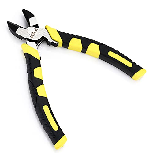 6 Inch Industrial Diagonal Cutting Pliers - High Leverage Side Cutters with Hardened Blades, CR-V Steel, Anti-Rust Finish for Electronics & Cable Work