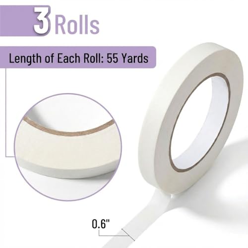 Mr. Pen- Masking Tape, 0.6 inch, 3 Pack, 3 x 55 Yards, Beige - color: Beige