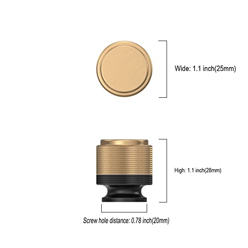 Asidrama 10 Pack Matte Black and Champagne Bronze Kitchen Knurled Cabinet Knobs Dresser Knob Drawer Knobs Cabinet Hardware Zinc Knob for Dresser Drawers - color: Black-Champagne Bronze, style: 10 Pack